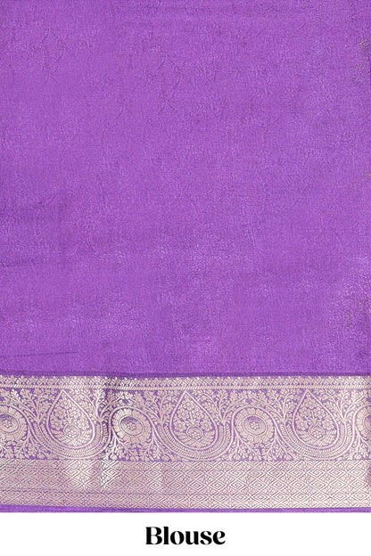 Marsh mellow multicolor laheriya stripe saree with gold zari violet border and matching blouse