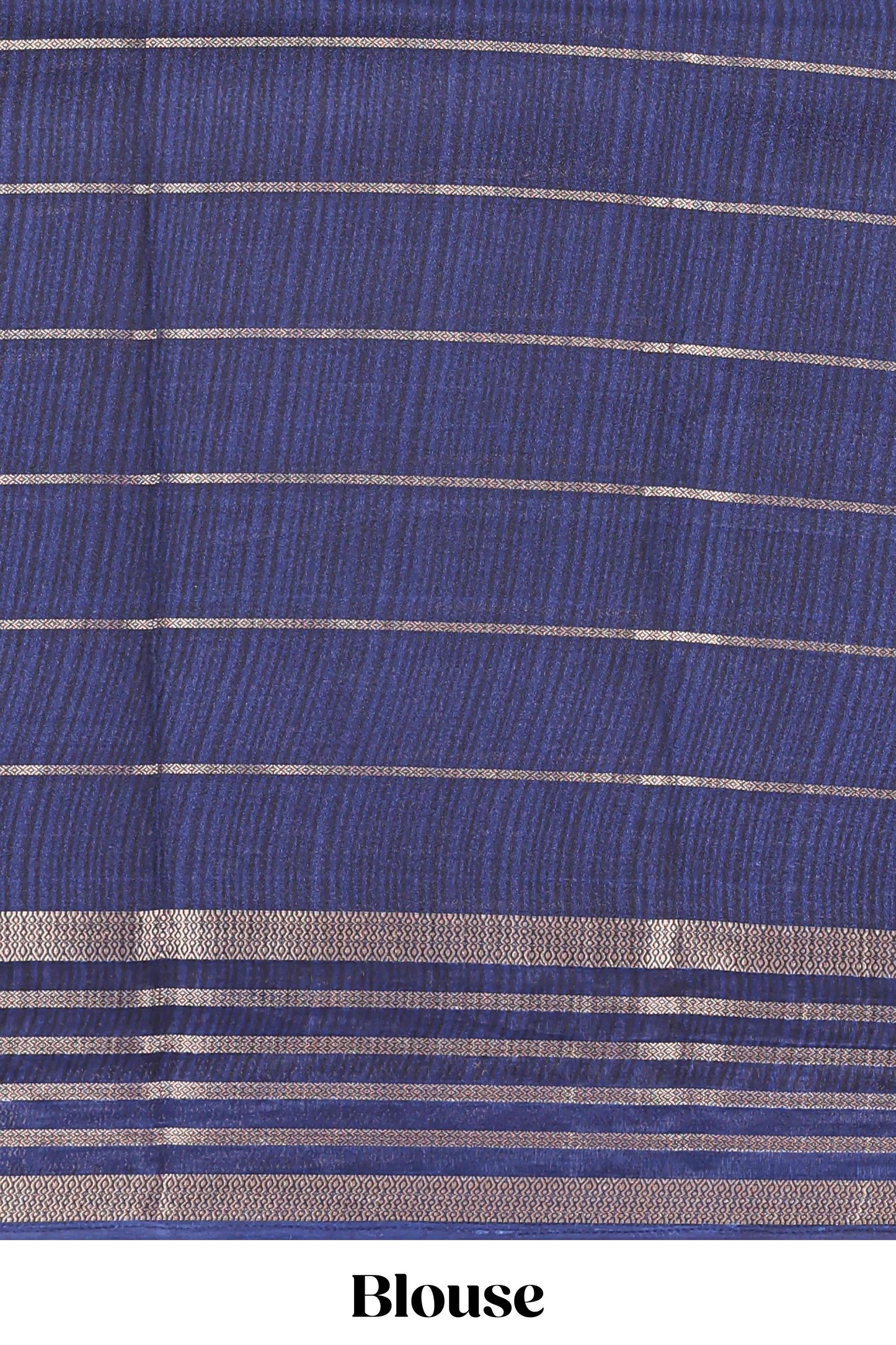 Blue marsh georgette saree with shibori print with gold zari stripes and contrast kalamkari style  peacock pallu