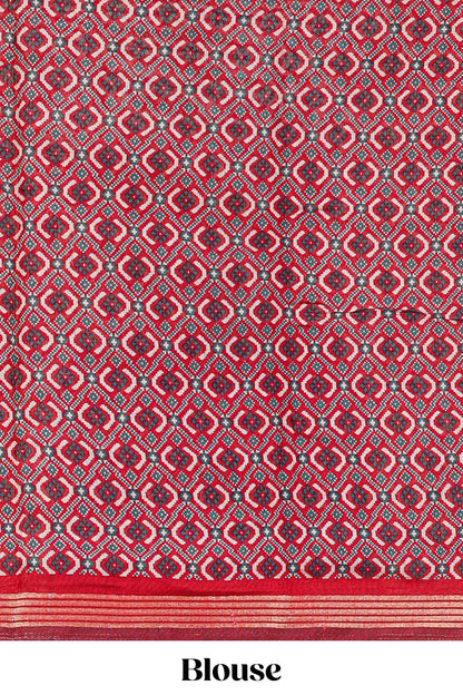 Lavender chanderi cotton saree featuring diagonal stripes and ikkat print pallu