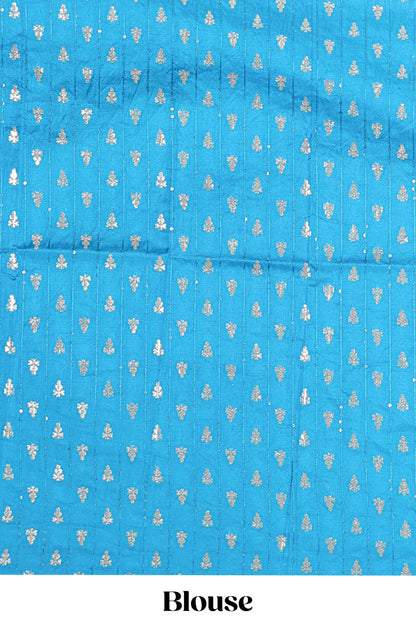 Orange dola silk saree with zari checks, peacock & coin motifs and zari peacock border