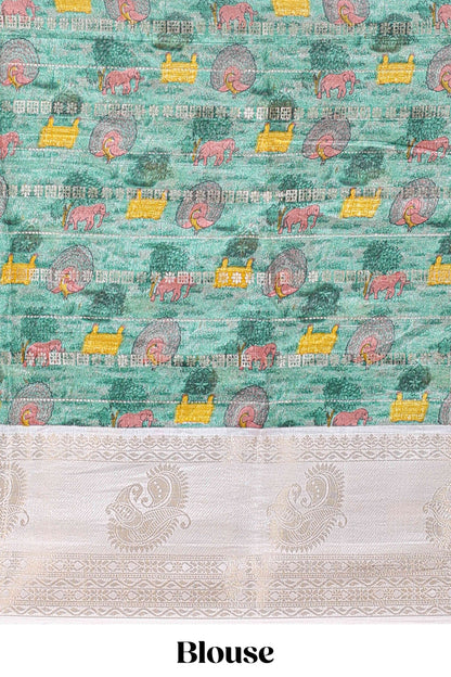 Red zari striped dola silk saree with contrast zari border and printed pallu