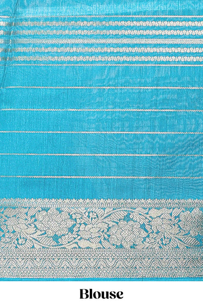 Green stripes dola silk saree with bottom peacock design, contrast zari border and printed pallu