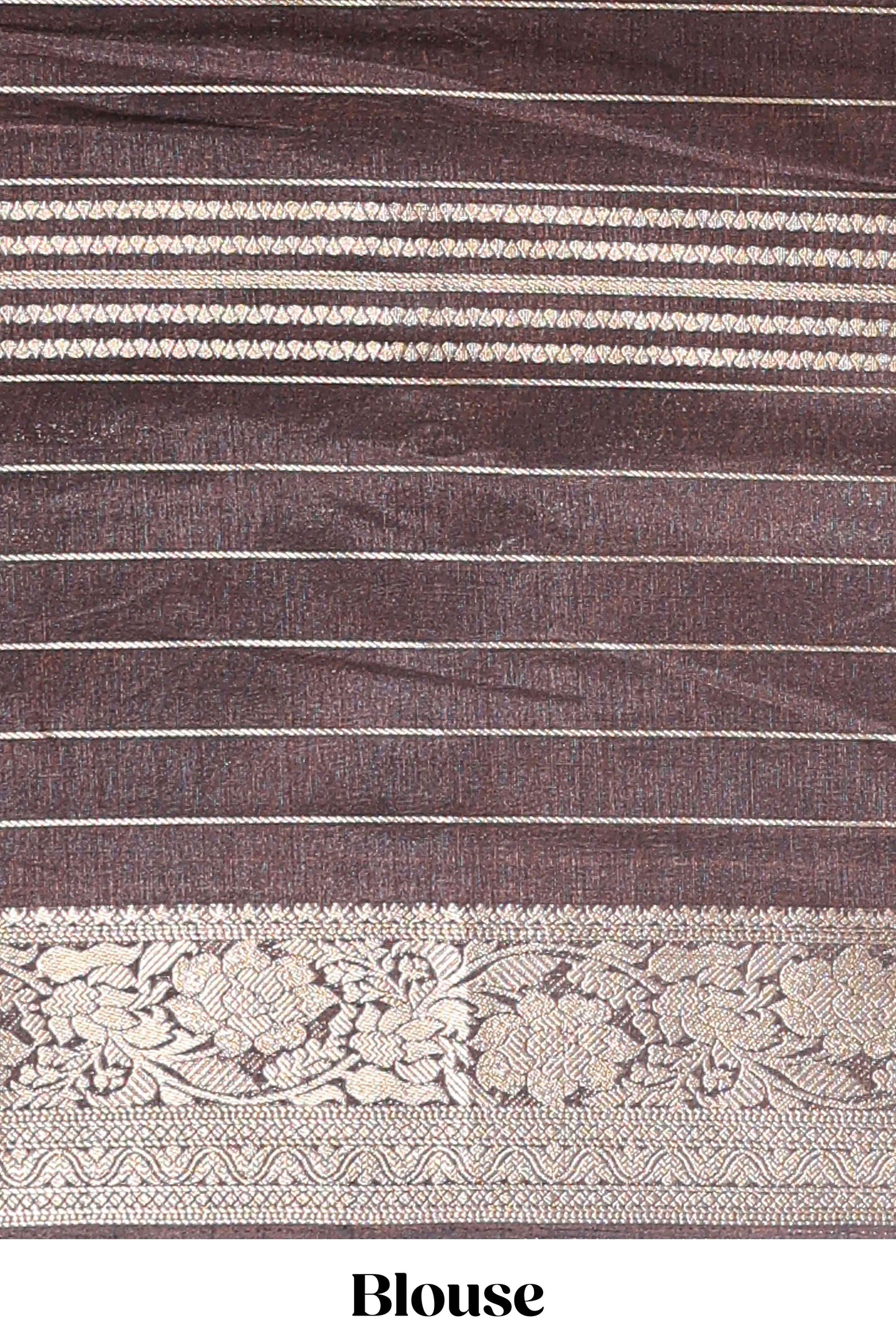 Orange stripes dola silk saree with bottom peacock design, contrast zari border and printed pallu