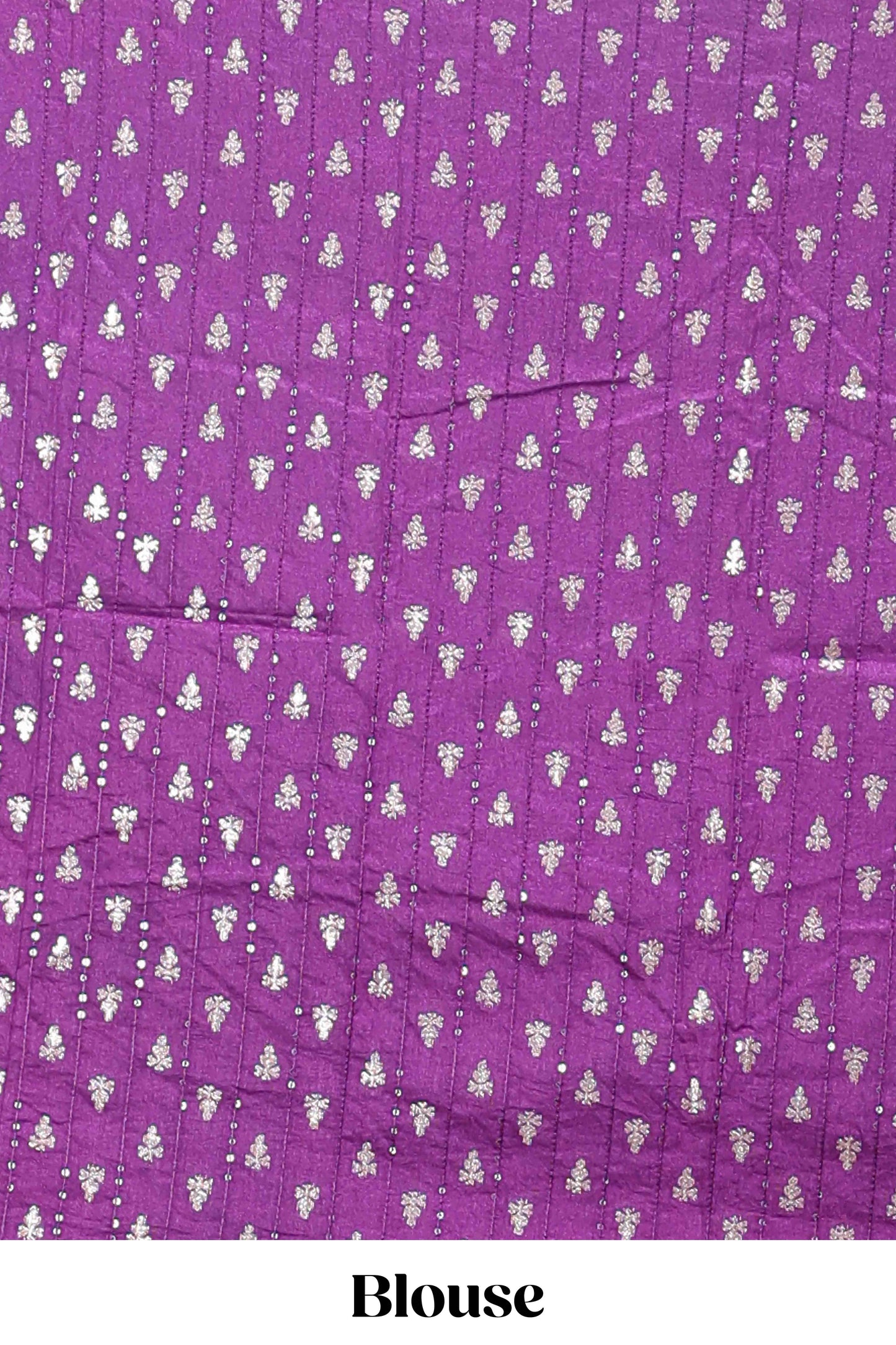 Purple checked peacock zari motifs dola silk saree with self zari border and matching blouse