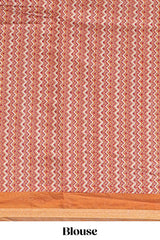 Brown shibori style chanderi cotton saree with contrast mustard border and blouse