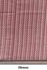 Brown shibori style chanderi cotton saree with contrast black border and blouse
