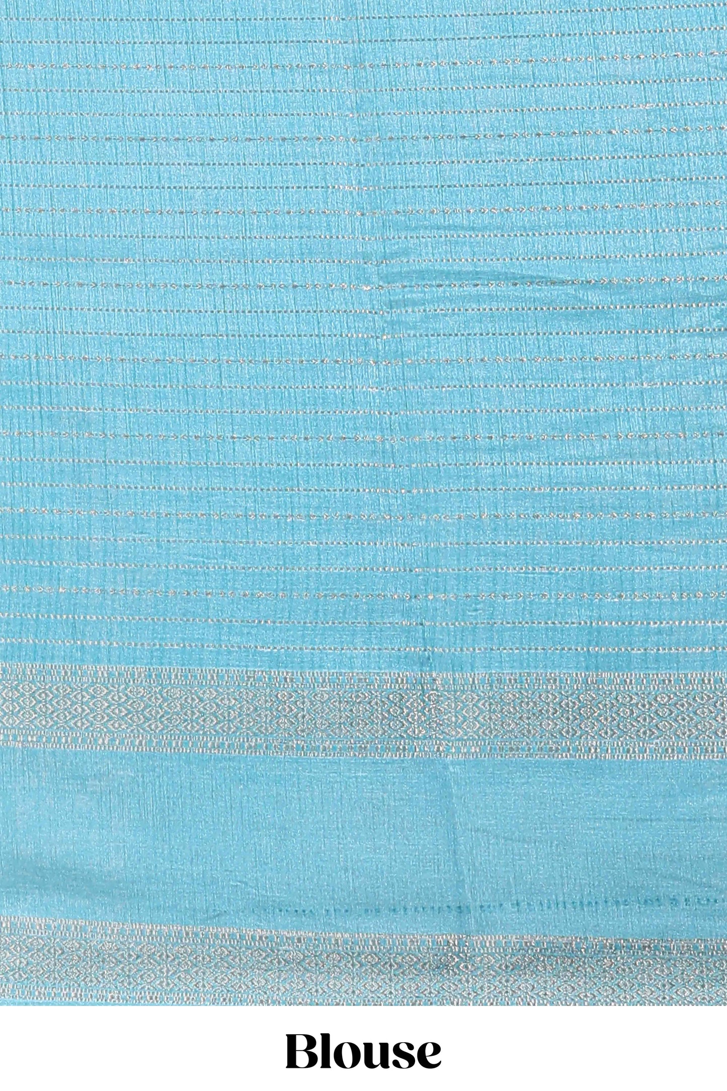 Blue dola silk saree with striped floral motifs and bird & floral bottom design with self zari border and matching blouse