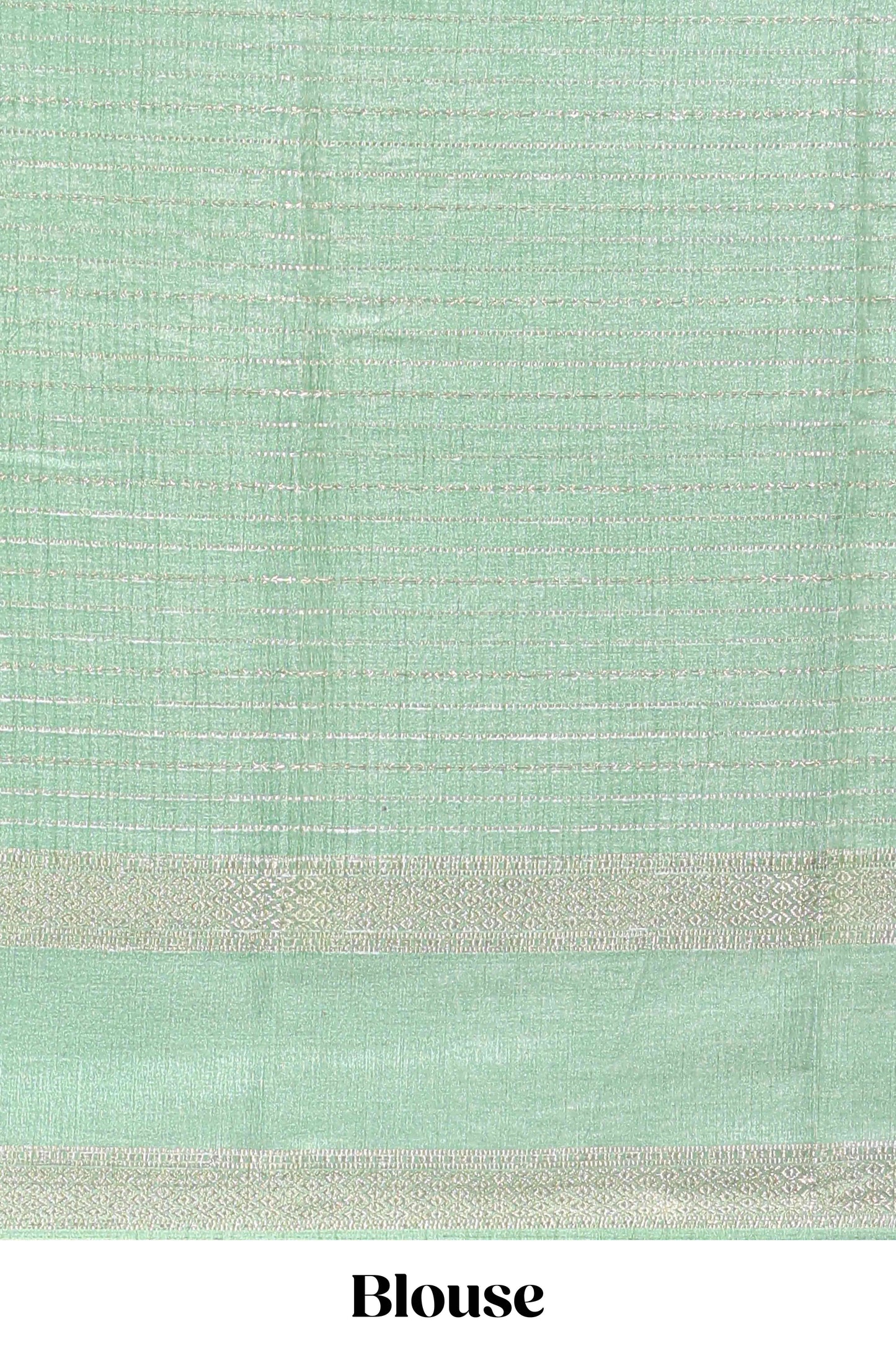 Green dola silk saree with striped floral motifs and bird & floral bottom design with self zari border and matching blouse