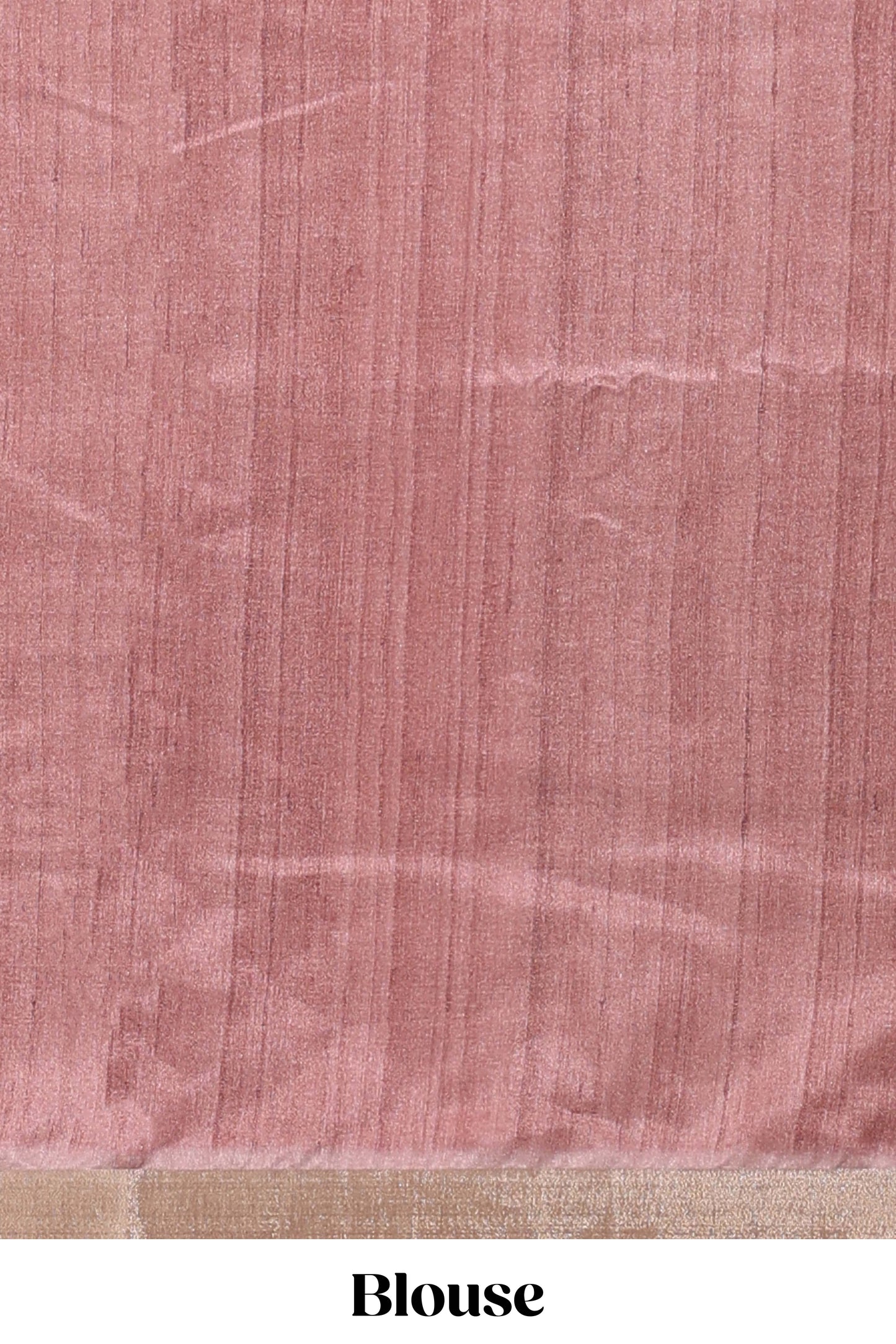 Peach kalamkari style tussar saree with self zari border and matching blouse