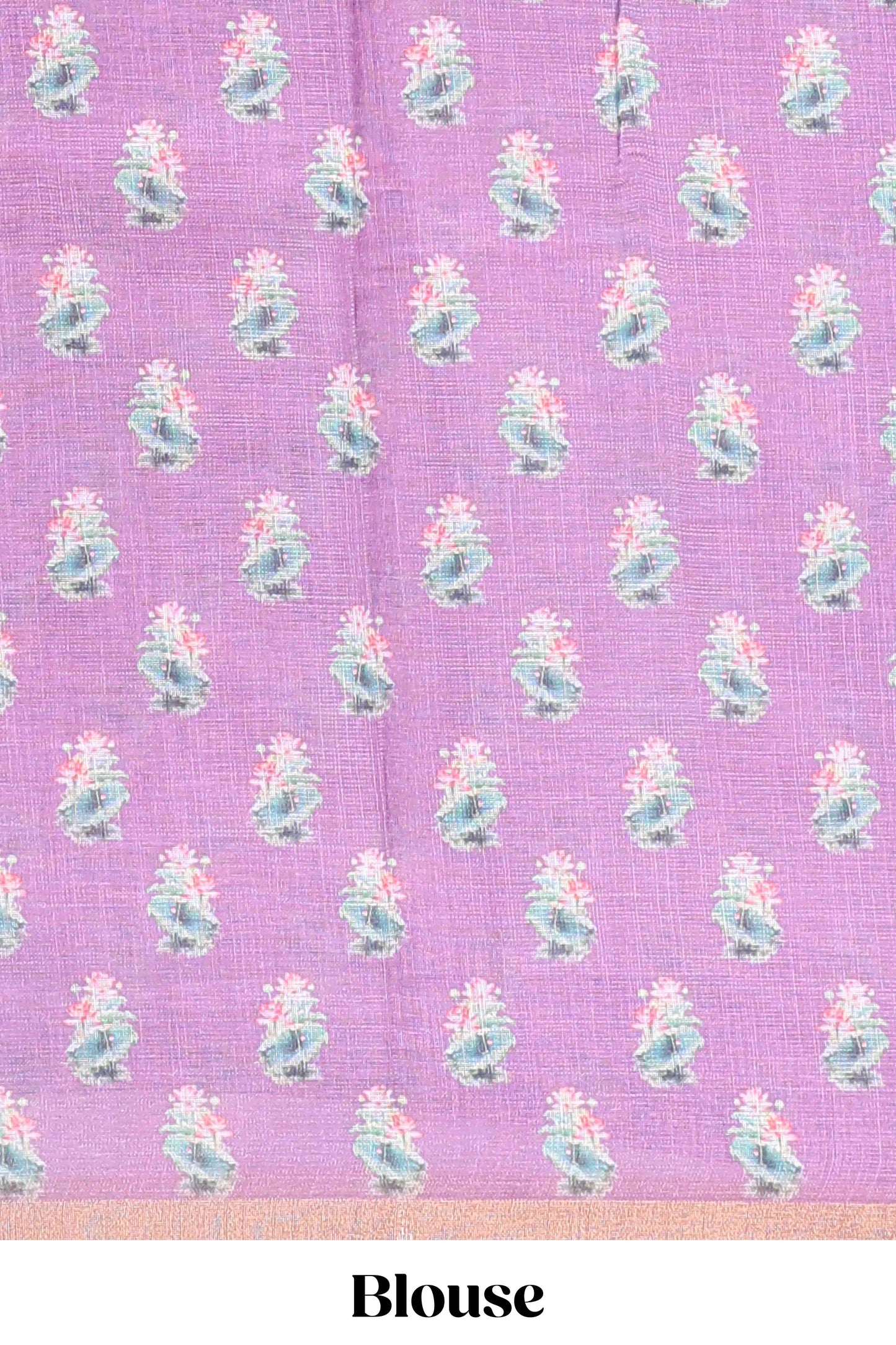 Pink linen cotton saree with swan & lotus pond print, self zari border and matching printed pallu