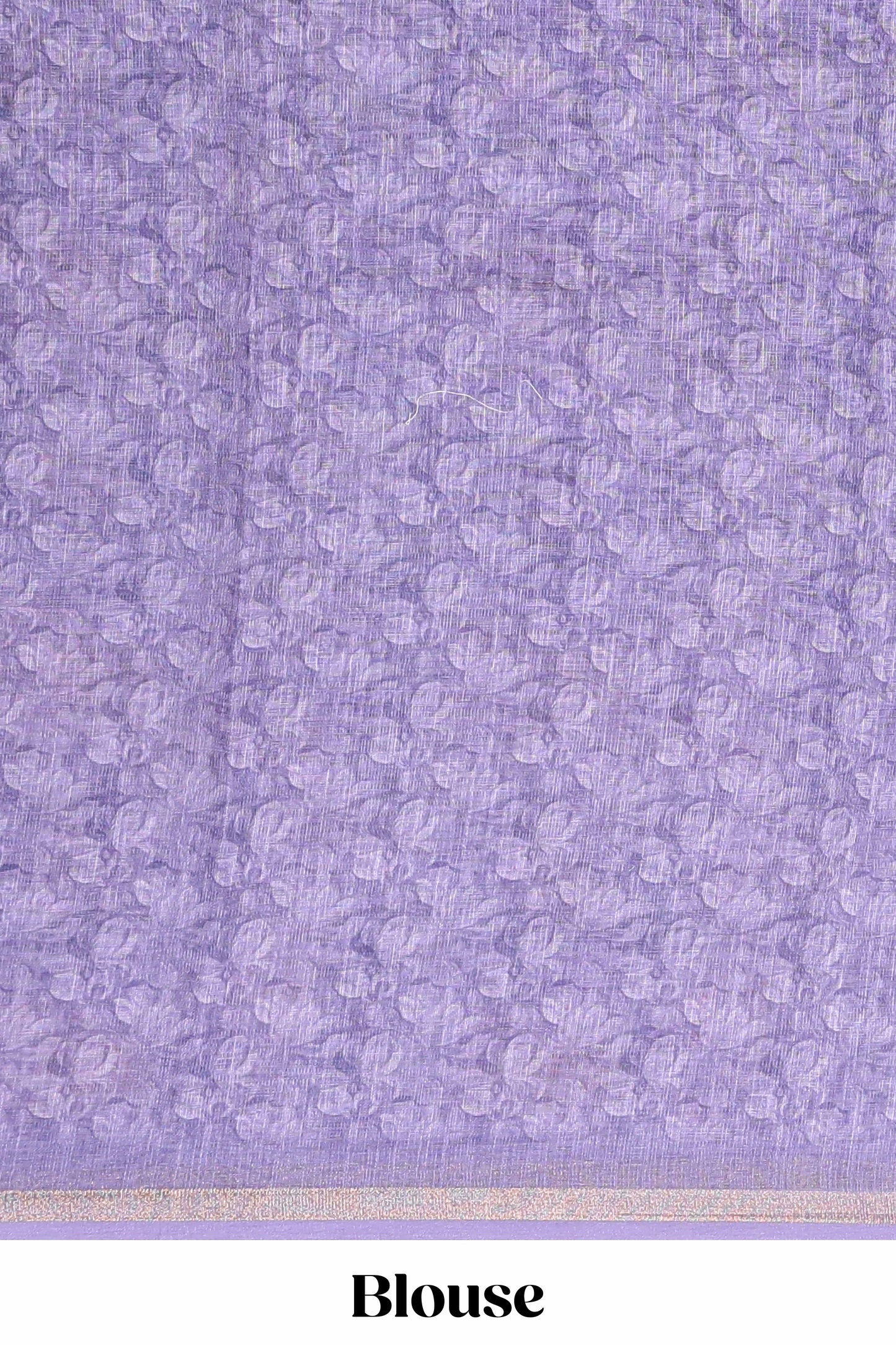 Lavender linen cotton saree with floral design and Ikkat motif pallu