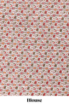 Borderless china rose-pink butterfly motifs south cotton saree with contrast printed blouse