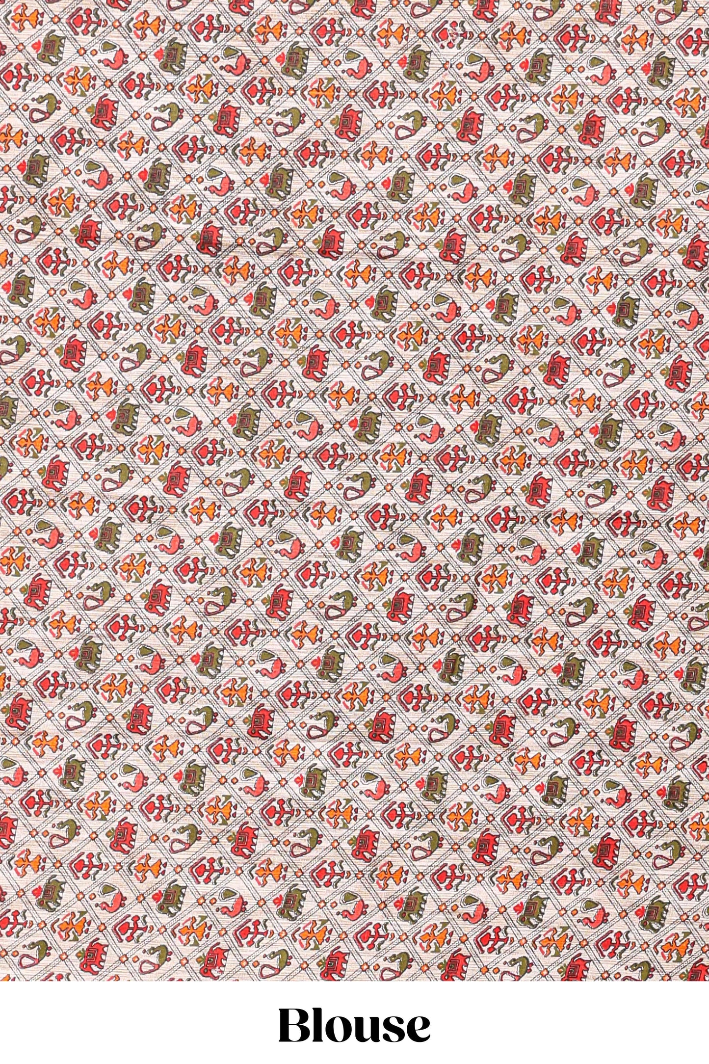 Borderless china rose-pink butterfly motifs south cotton saree with contrast printed blouse