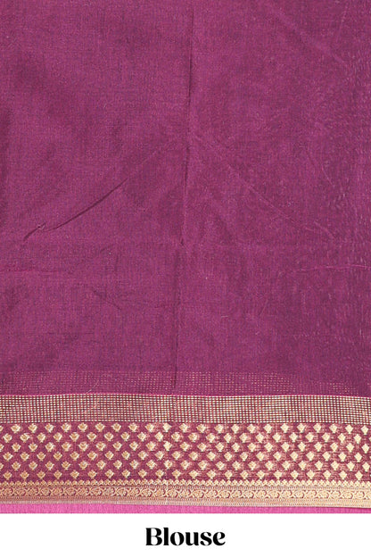 Green floral zari butta semisilk cotton saree with contrast zari border and striped pallu