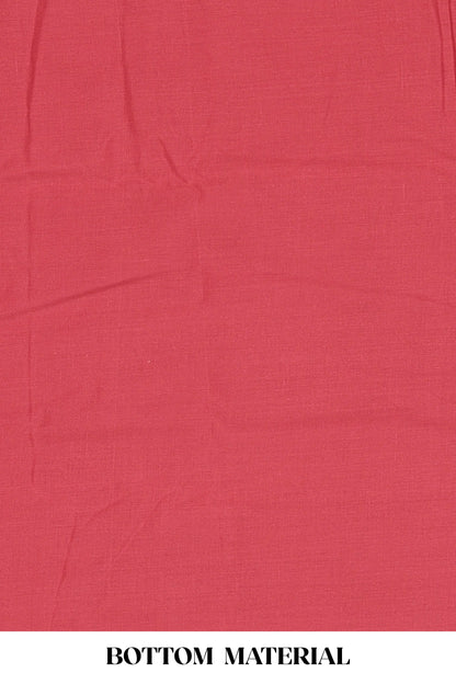 Red embroidered cotton silk chudidhar material with sequin work