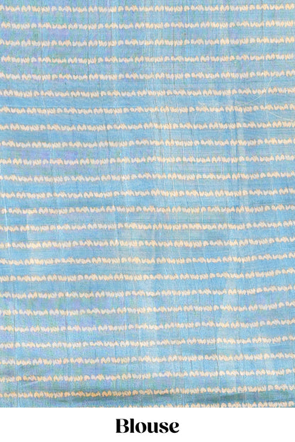 Sandal semi tussar digital batik print saree with contrast blouse and pallu