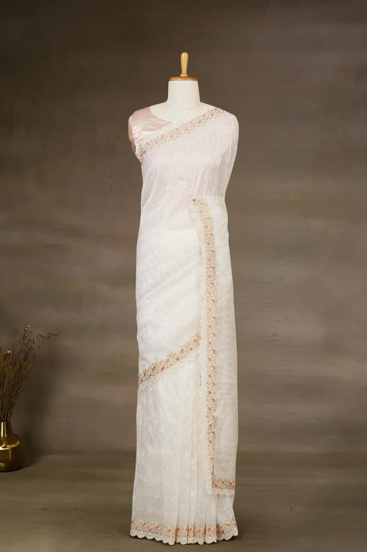 White Organza Sarees