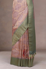 Tussar Digital Print With Zari Border