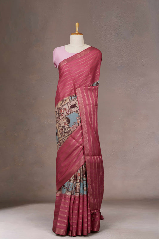 Maroon Tussar Sarees