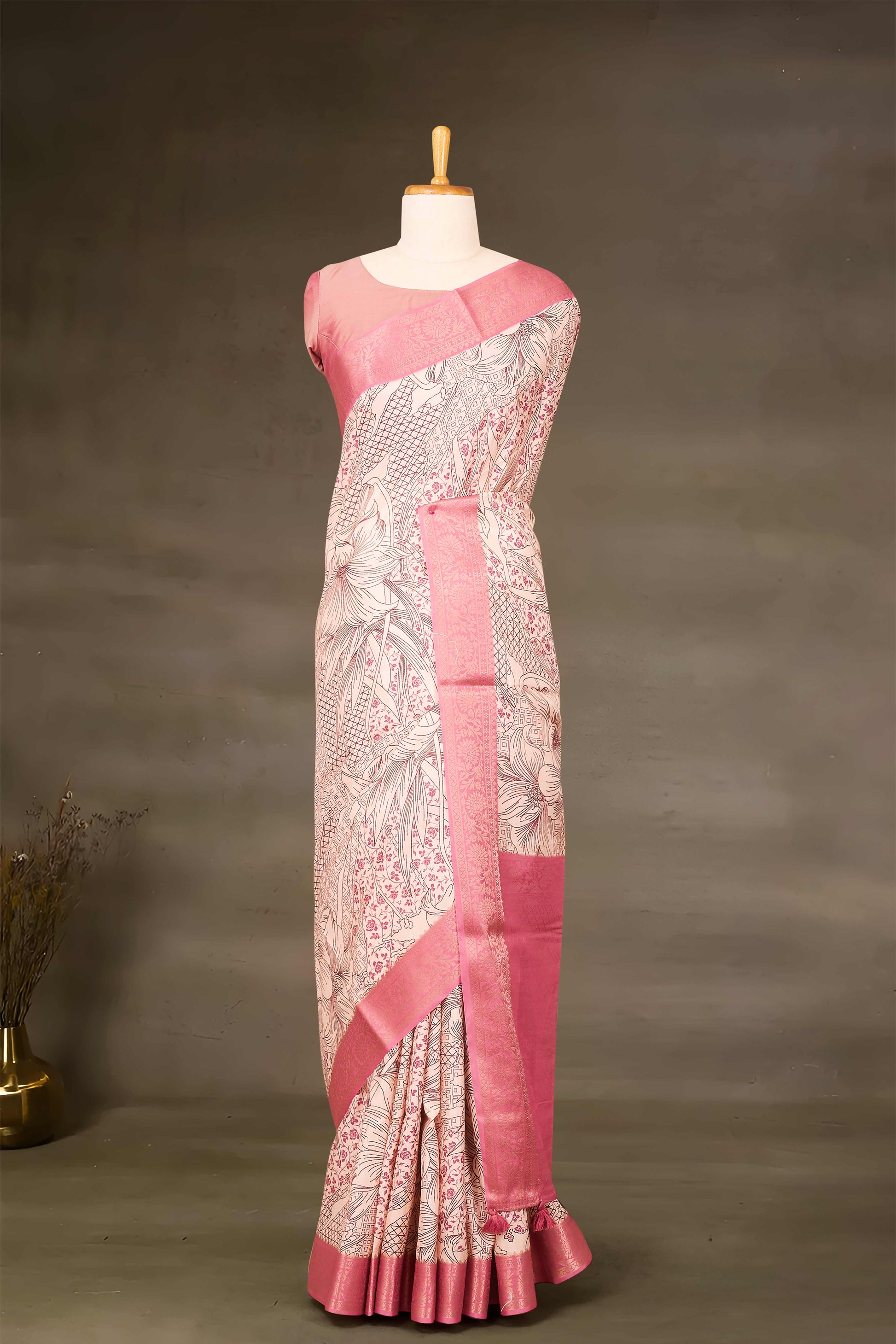 Pink Tussar Sarees