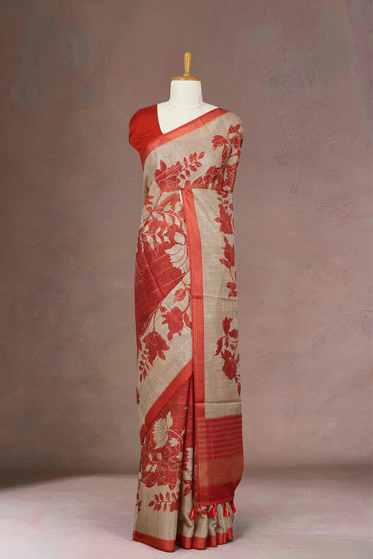 Maroon Tussar  Sarees