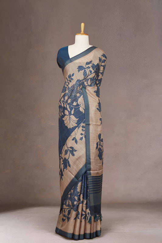 Blue Tussar  Sarees