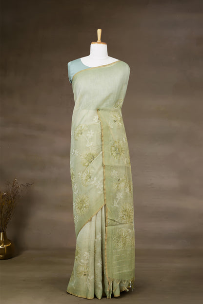 Green Printed Sarees