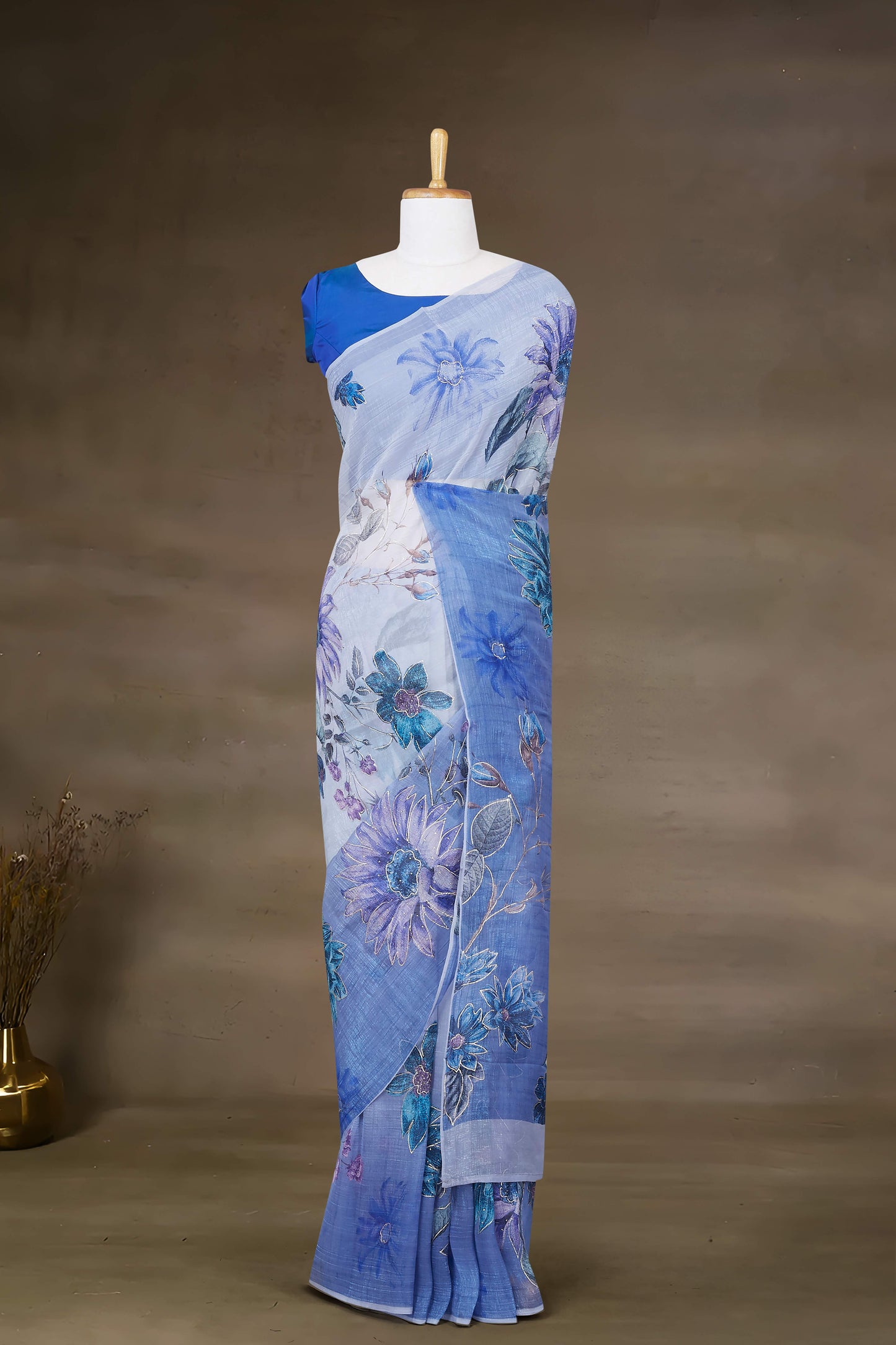 Blue Printed Sarees