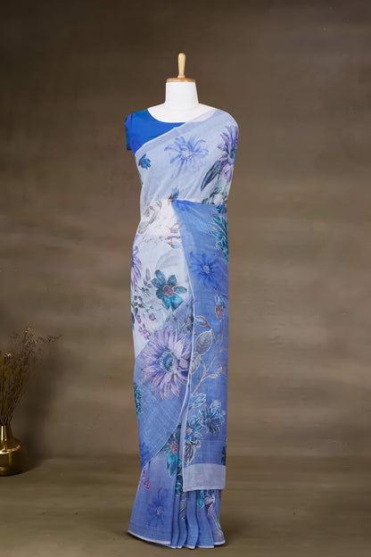 Blue Printed Sarees