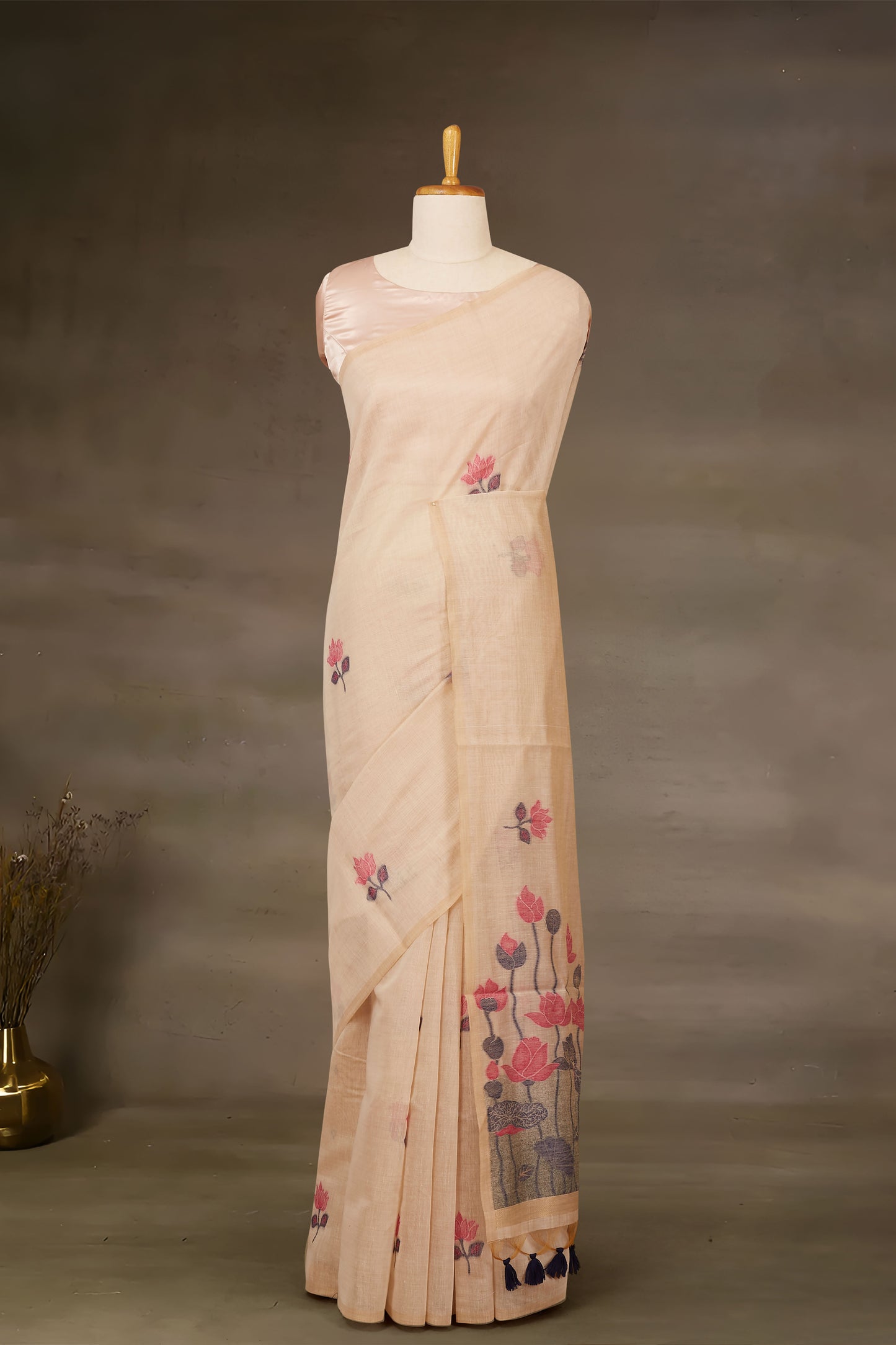 Sandal Khadi Cotton Sarees