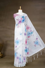 Linen Digital print With Silver Border