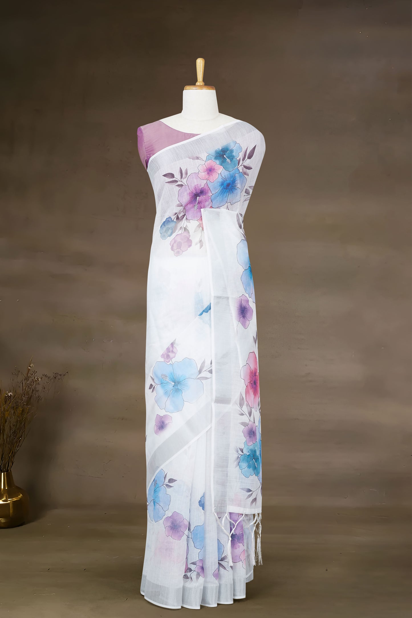 White Printed Sarees