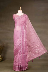 Linen Saree Floral Print Across The Body