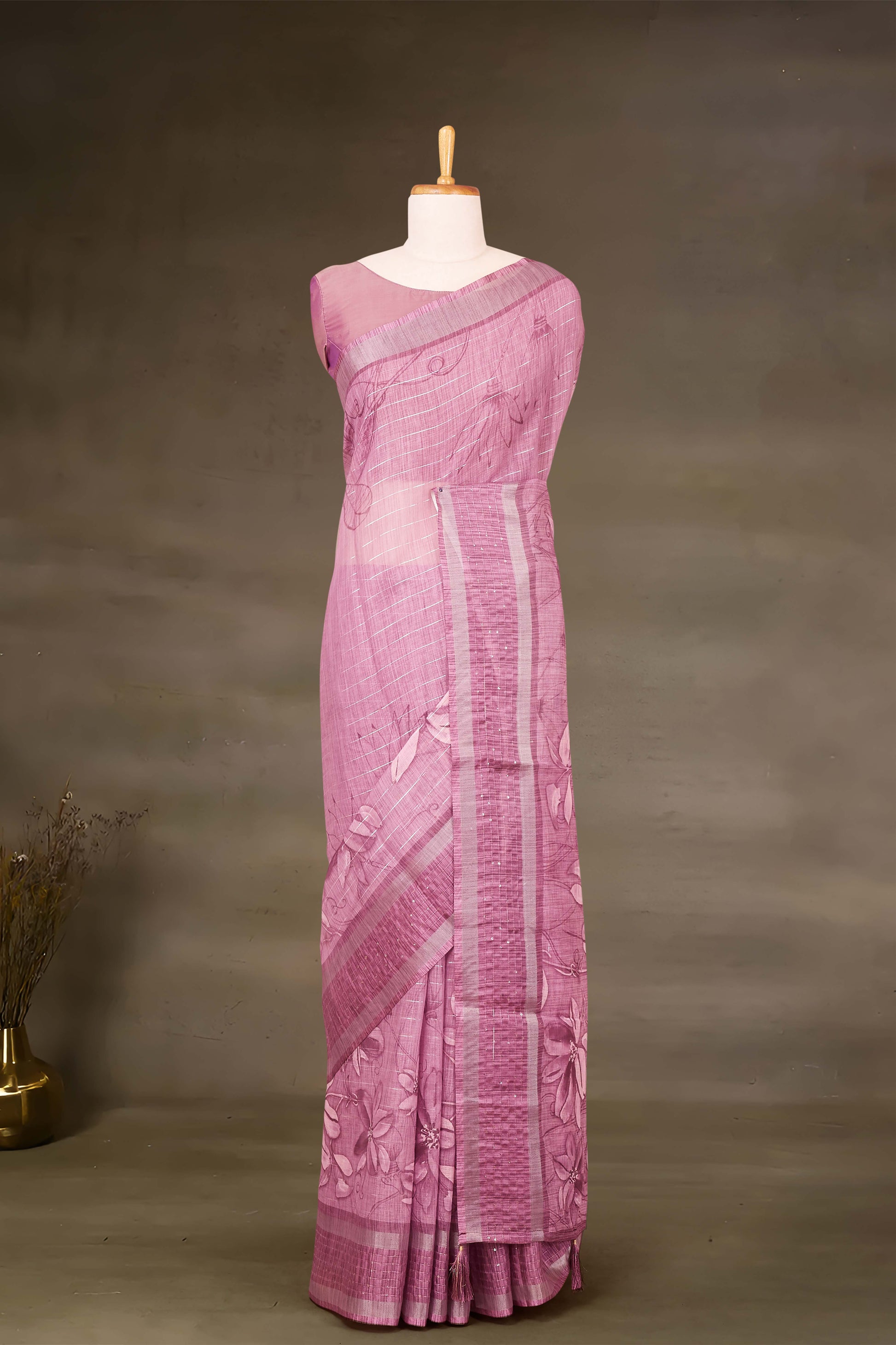 Lavender Printed Sarees
