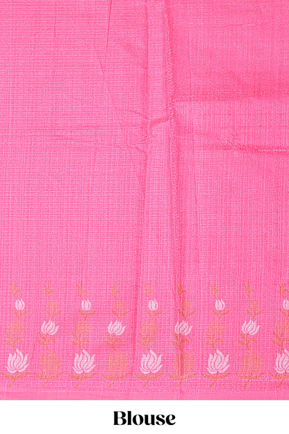 Brown floral design motifs tussar sarees with contrast floral print border and printed pallu