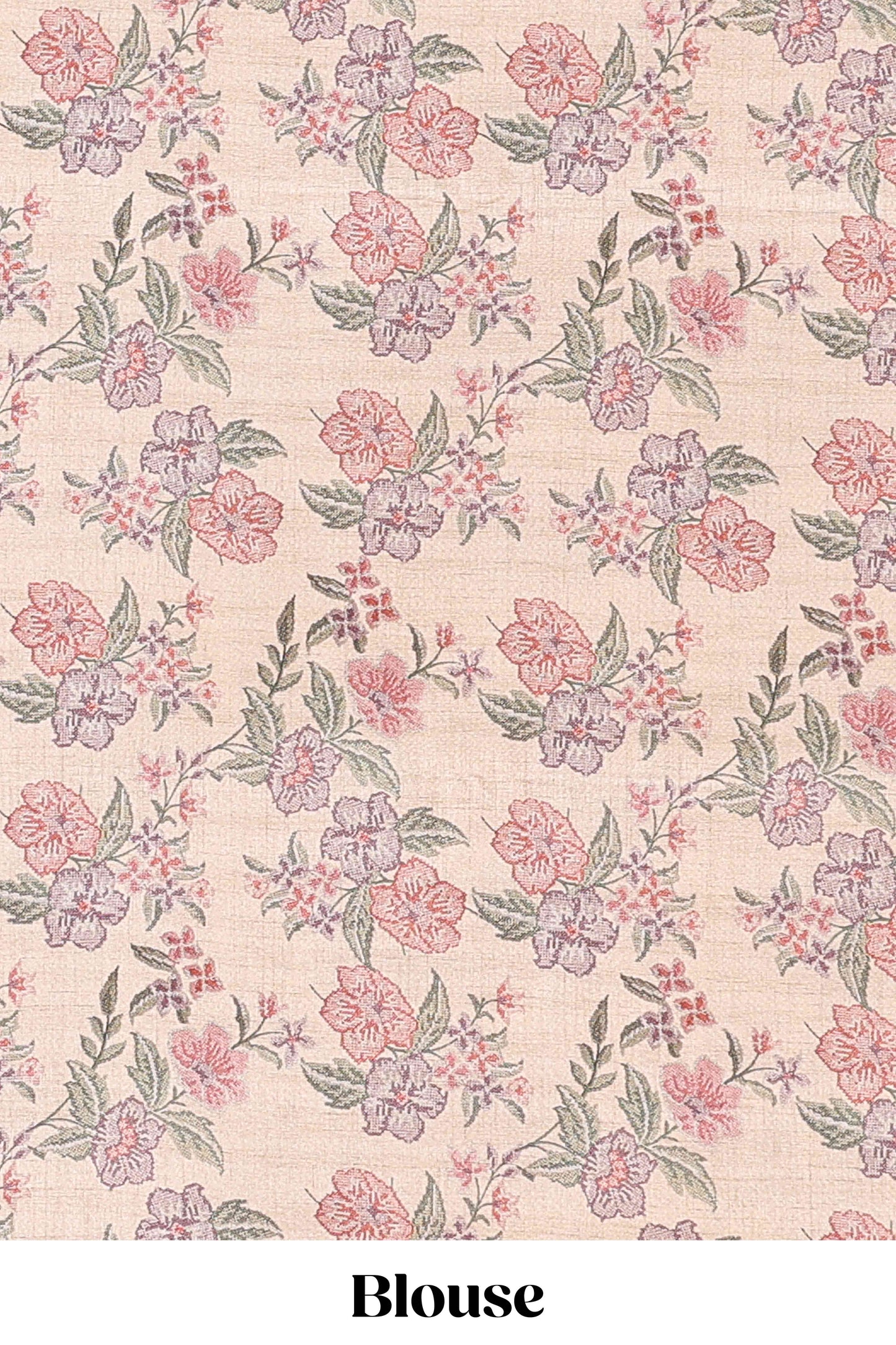 Lavender art tussar silk saree with rich floral zari butta weave and cream floral border and pallu