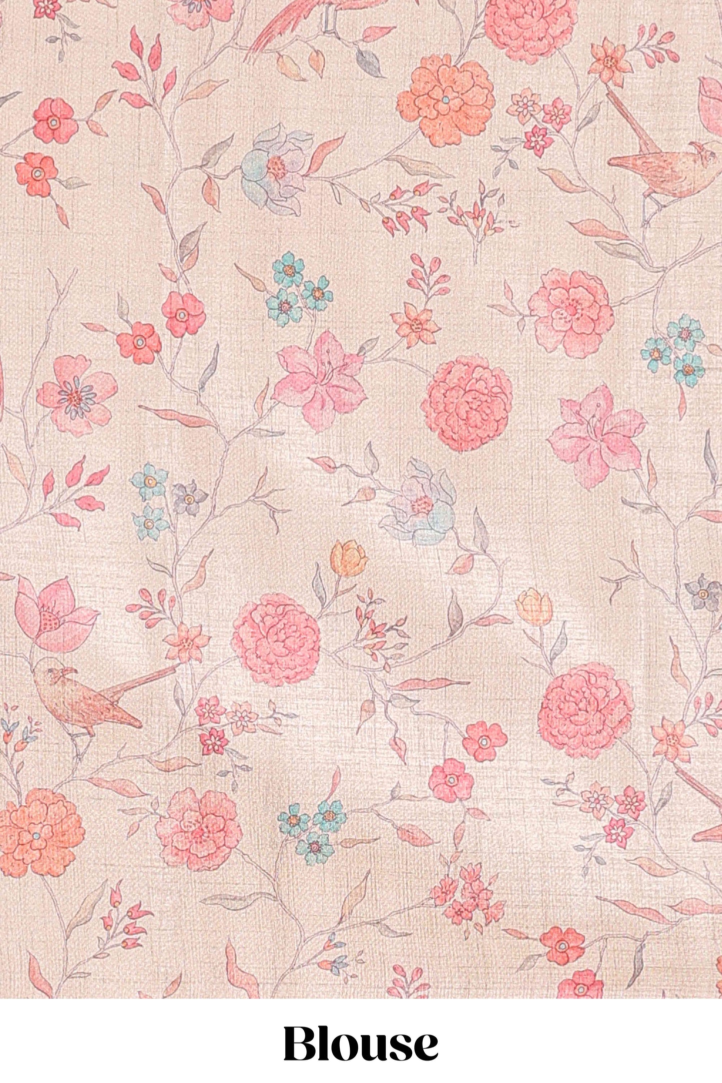 Pista green art tussar saree featuring round zari butta body with floral and bird motif printed border and pallu