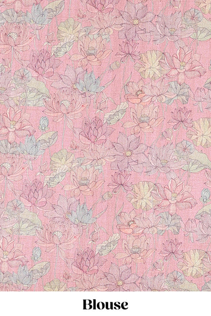 Beige art tussar silk saree with small zari butta weaving and floral print border and pallu