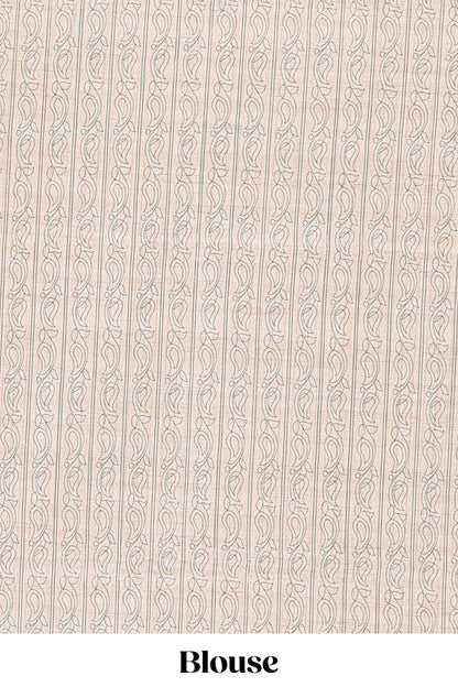 Green art tussar saree with zari check and butta weave, cream border and kalamkari elephant and peacock motif border and pallu