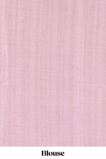 Borderless beige art tussar saree with tree, bird motifs and dancing girl printed pallu