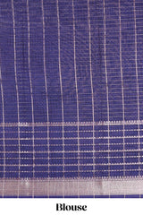 Turquiose blue assam silk saree with geometric print, contrast border with zari checks, and Pallu