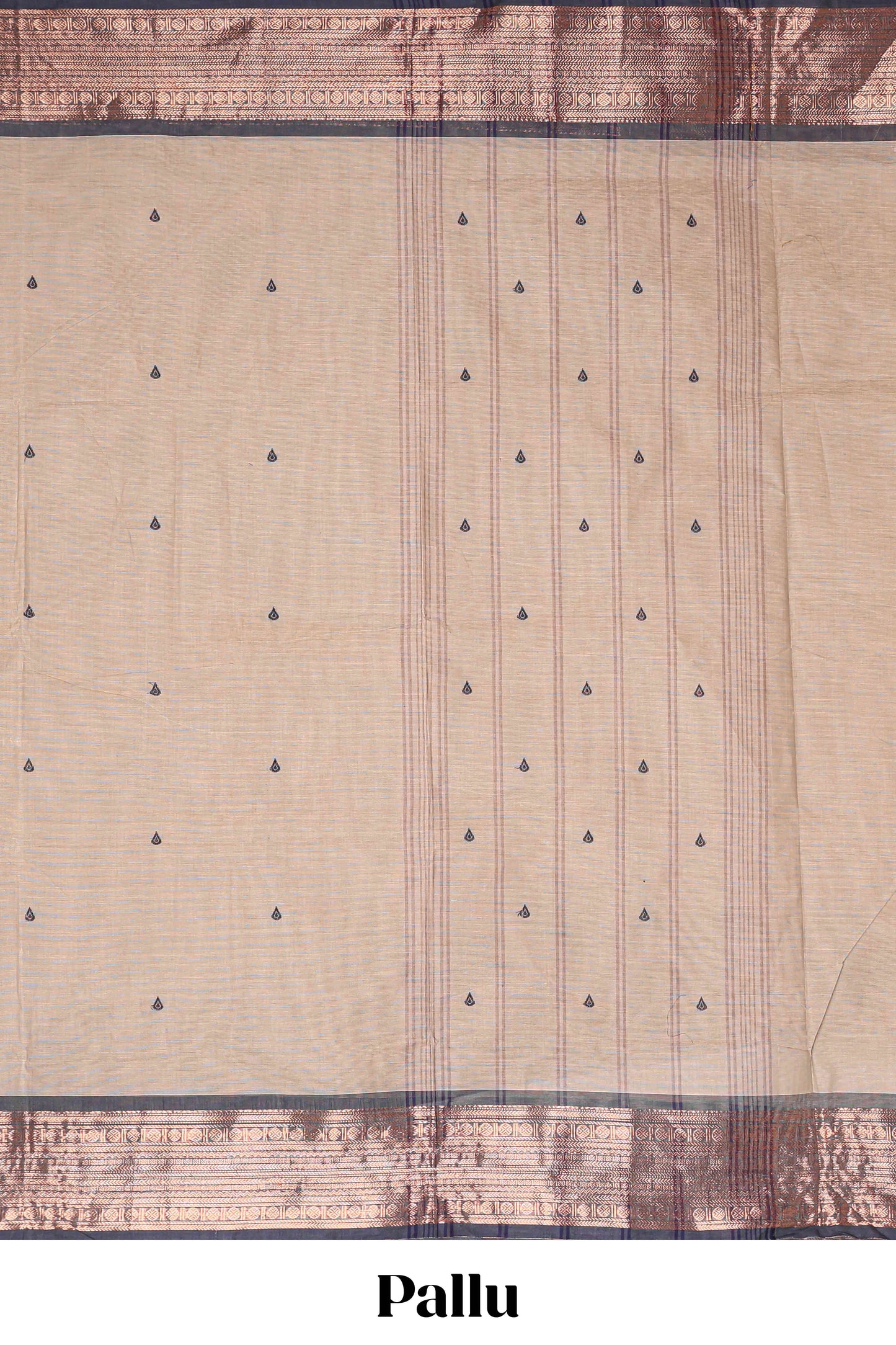 Beige butta chettinad cotton saree with contrast border and matching blouse