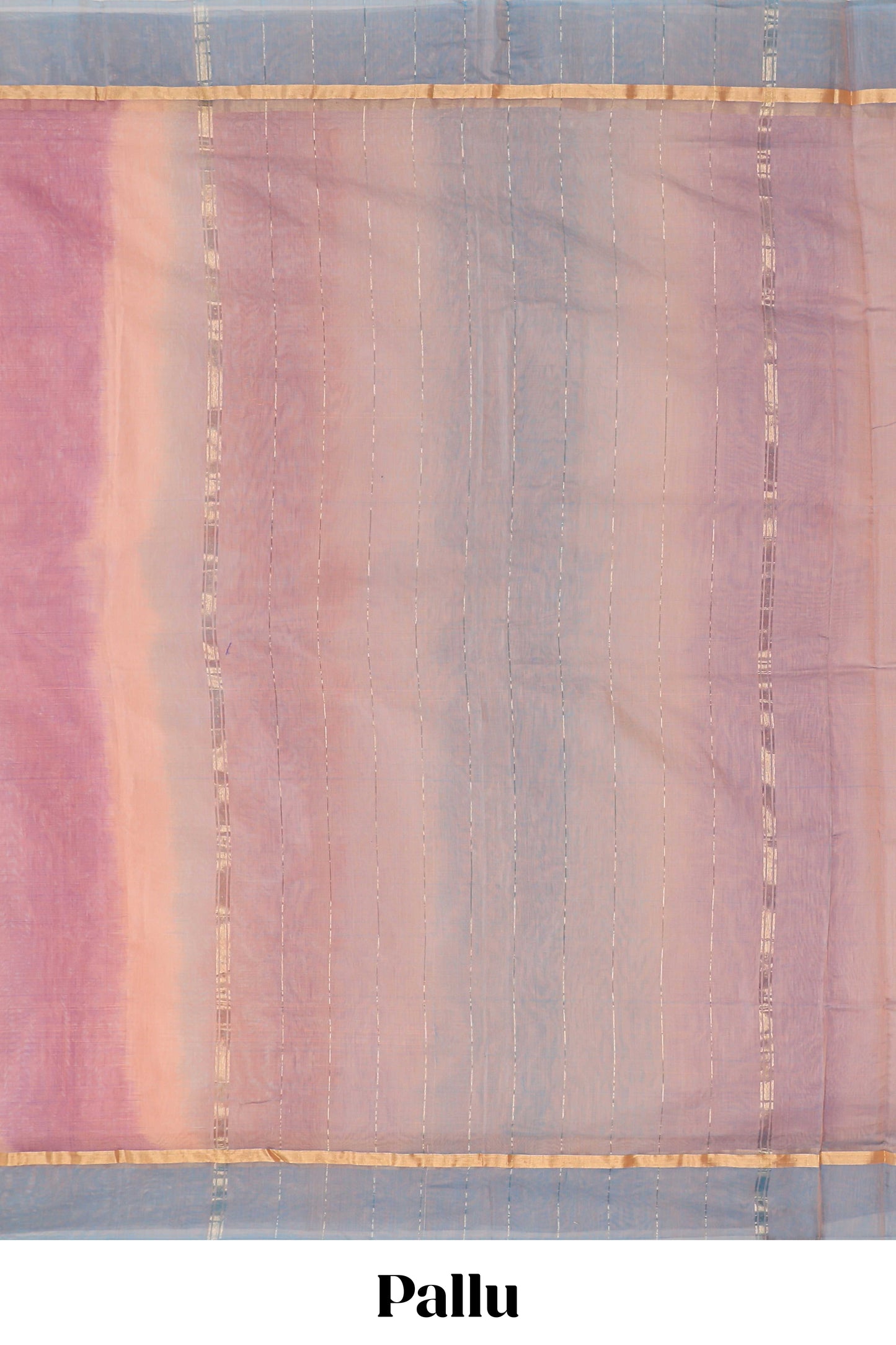 Multi color plain ikkat cotton saree with self border and zari striped pallu