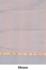 Multi color plain ikkat cotton saree with self border and zari striped pallu
