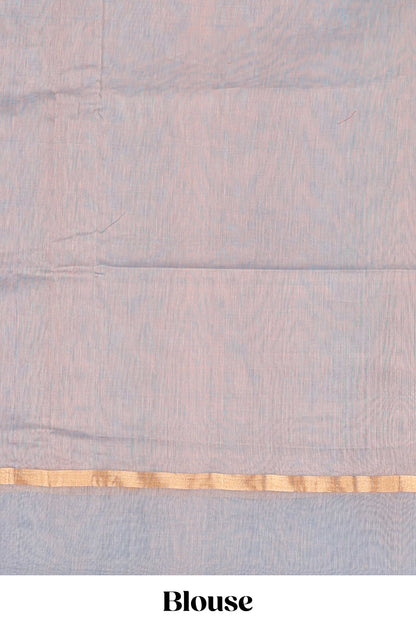 Multi color plain ikkat cotton saree with self border and zari striped pallu