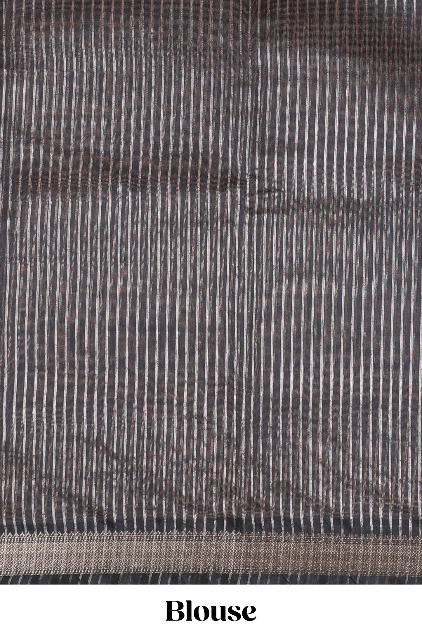 Sandal striped chanderi cotton saree with forest theme print and zari stripe pallu