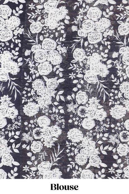 Orange linen cotton saree with all-over stripe print and black satin border with floral print pallu