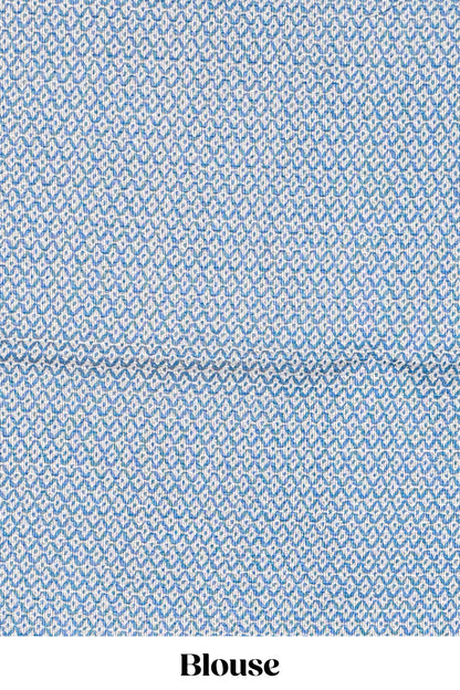 Blue kota cotton saree featuring crane bird motif print and contrast pallu