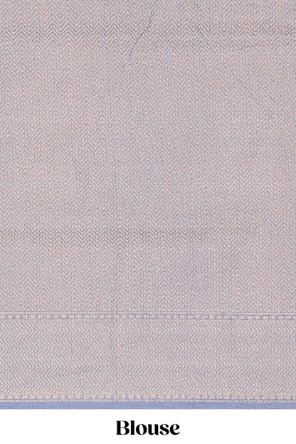 Lavender geometric diamond design kota cotton saree with striped pallu and zari border