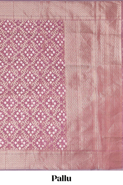 Purple geometric zari weaving kota cotton saree with zig zag zari border and pallu